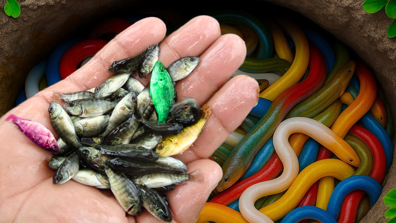 Catch Colorful Ornamental Fish in Surprise Eggs, Black Guppy, Frogfish, Baby Turtles, Moray Eel, Koi
