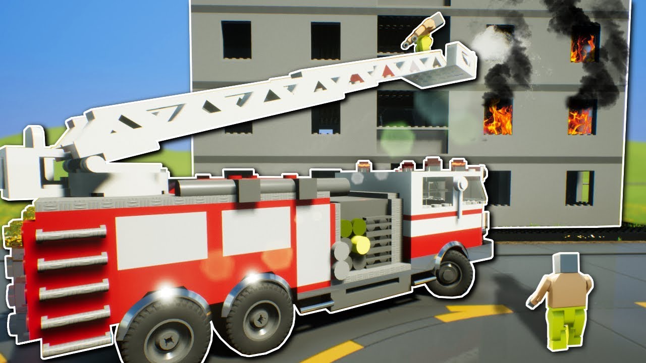 FIRE RESCUE MISSION! - Brick Rigs Multiplayer Gameplay - Lego Rescue Roleplay