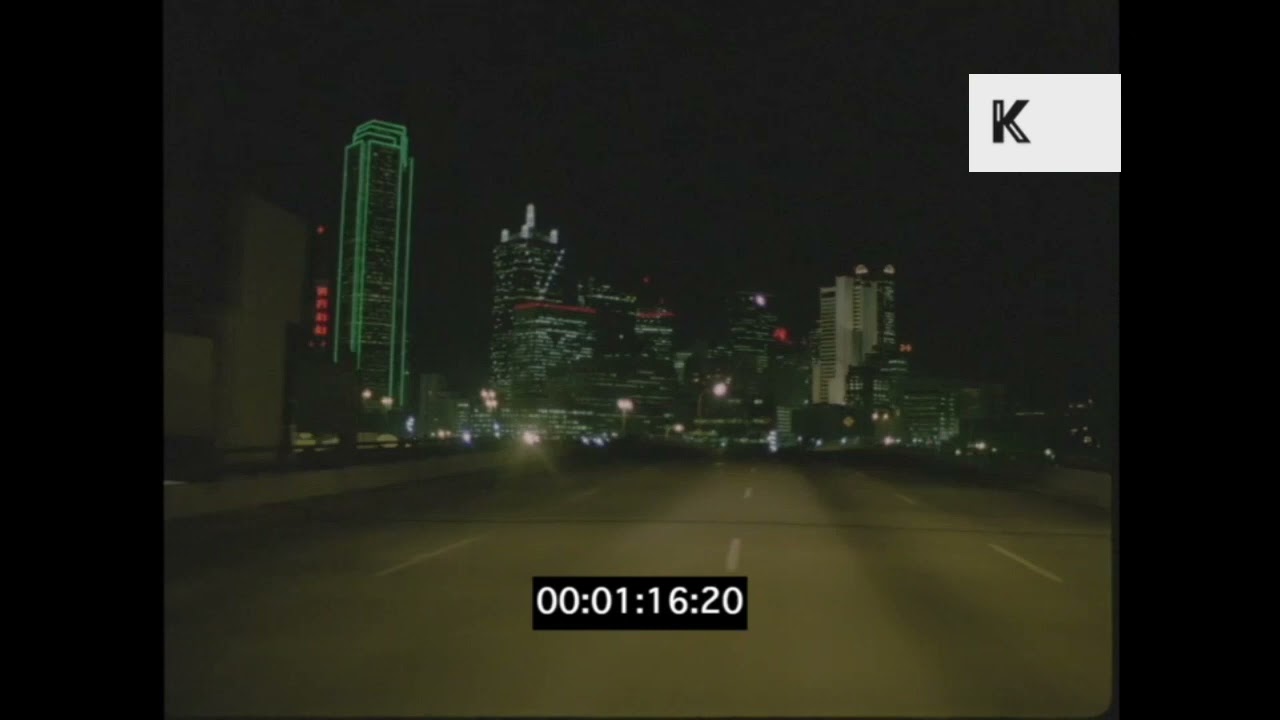 1990s POV Driving Through Dallas At Night, 35mm