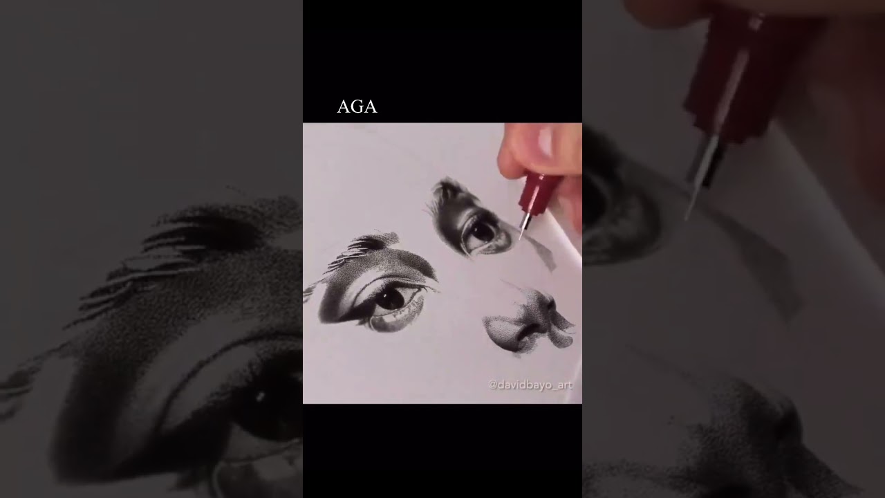 Portrait Drawing With Black Dots By David Bayo 