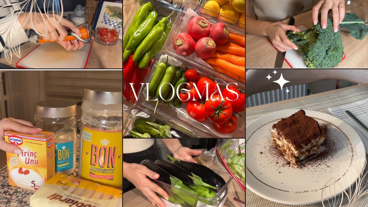 Vlogmas #1 | Kolay tiramisu, market alışverişi, buzdolabı d&uuml;zeni