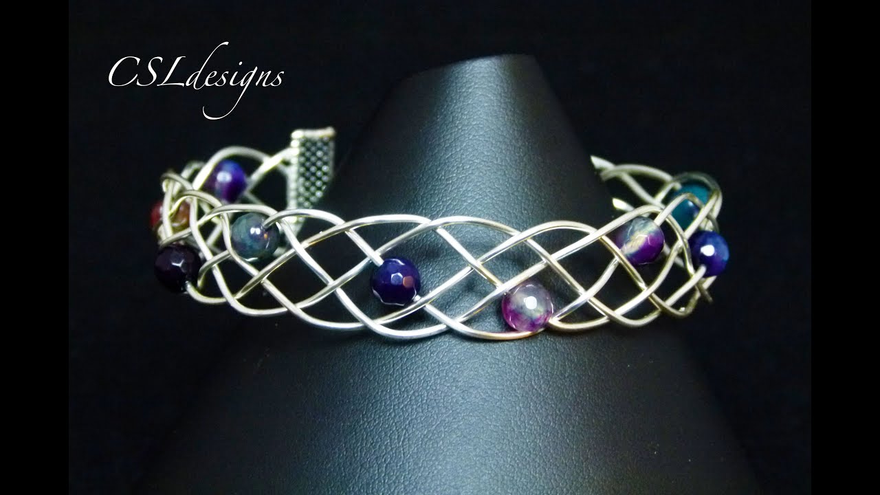 Beaded organic braided wirework bracelet
