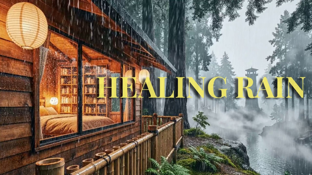[Healing Sanctuary] Gentle Rain in Bamboo Forest Cabin for Inner Peace and Calm 🎋🏮