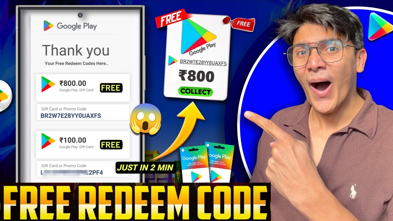 GET FREE ₹800 REDEEM CODE INSTANT | REDEEM CODE FREE | HOW TO GET GOOGLE PLAY STORE REDEEM CODES ...