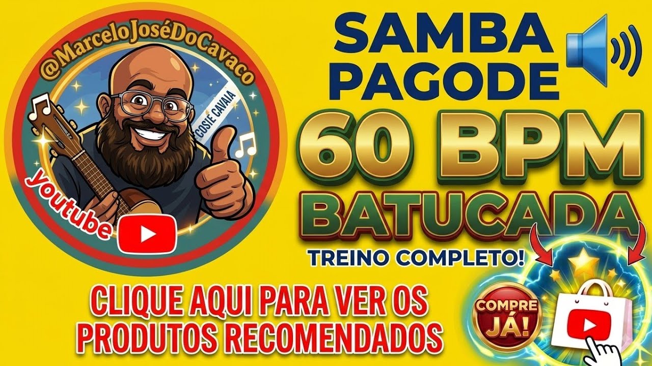 Batucada Samba Pagode 60 BPM | Treine Palhetada no Cavaquinho e Banjo com Loop R&iacute;tmico
