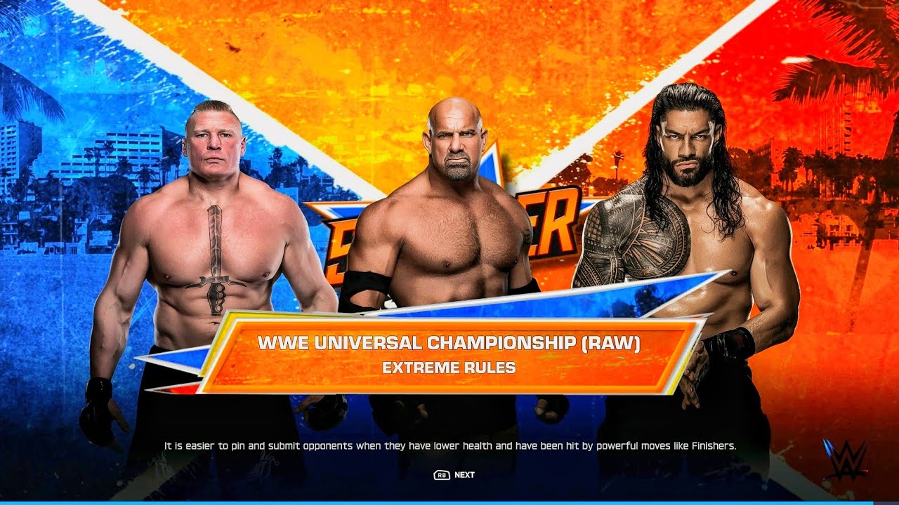 Roman Reigns Vs Brock Lesnar Vs Goldberg - Universal Tittle Extreme Rules Match | WWE 2K26