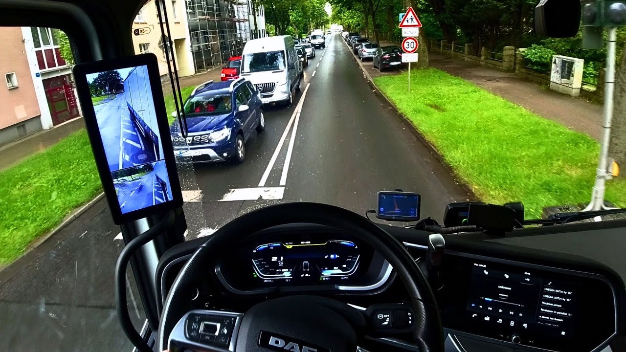 Rainy roads in Netherlands and Germany POV Nikotimer going to load new cargo