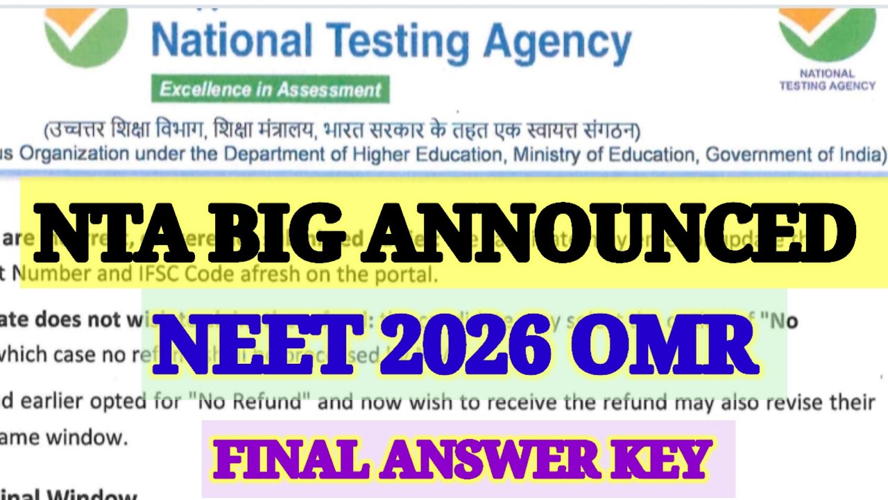 BREAKING NEWS: NTA NEET 2026 Final Answer Key & OMR Sheet Update | NEET Result 2026 Date?