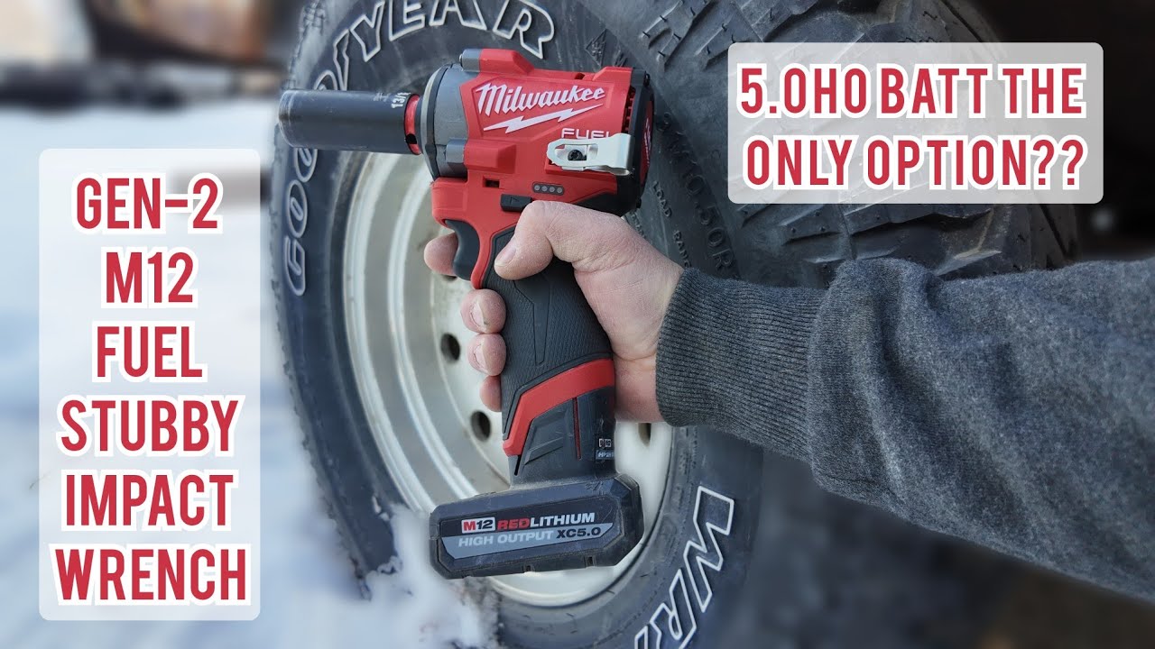 Milwaukee M12 Fuel Stubby Impact Wrench - very quick 2.5HO vs. 5.0HO comparison.
