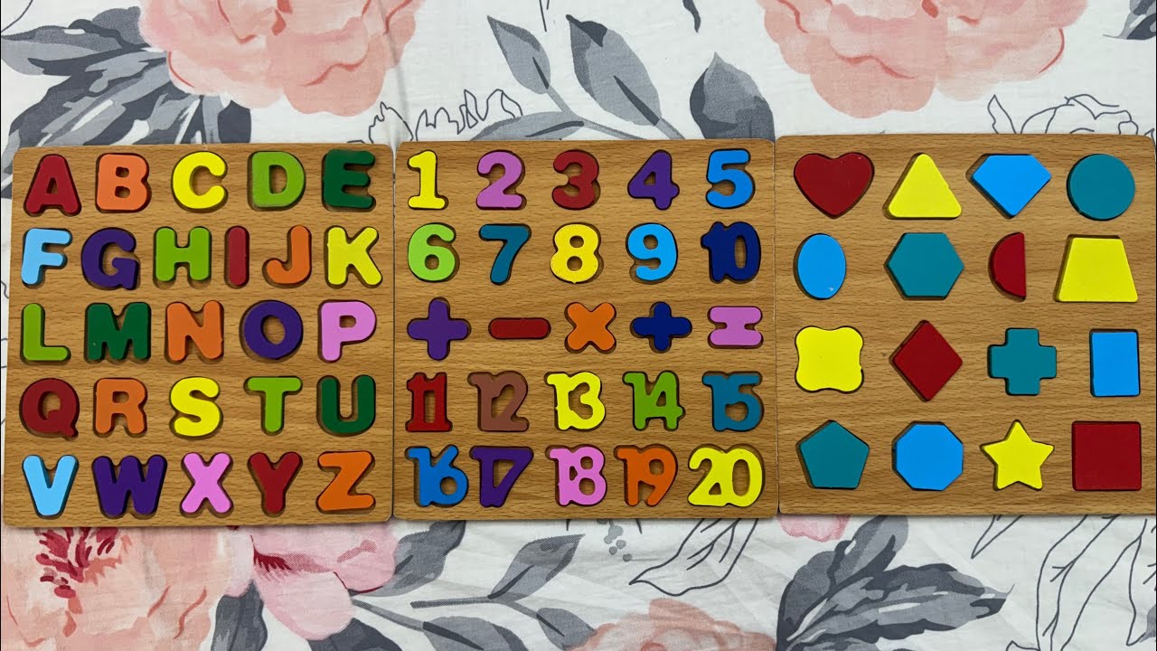 Learn ABC, 123 with Spellings & Shapes | Wooden Puzzle Board Fun for Kids