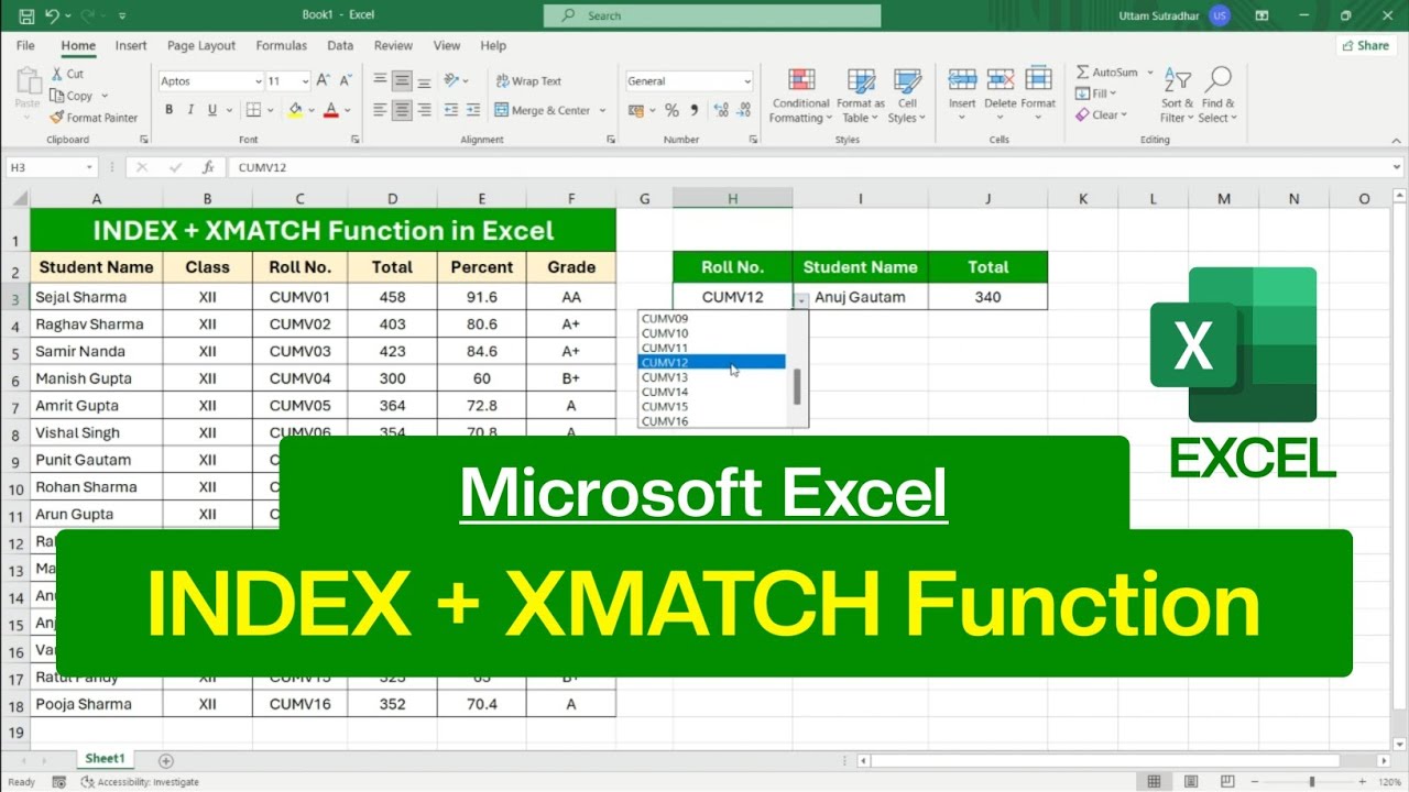 How to use INDEX XMATCH Function in Microsoft Excel | INDEX XMATCH Formula in Excel