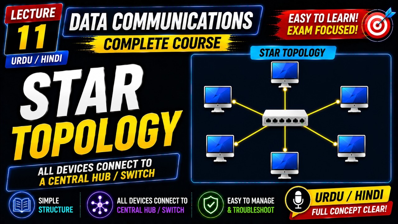 Star Topology | Data Communications | Lecture 11 | Urdu | Hindi