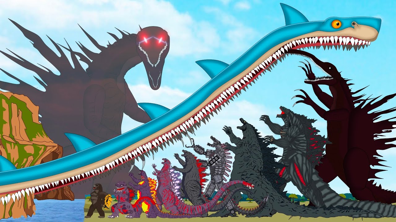 ¿Serán Godzilla, Kong y Bloodbath Godzilla devorados por el 'Shark Long Mouth'? ¡La batalla final!