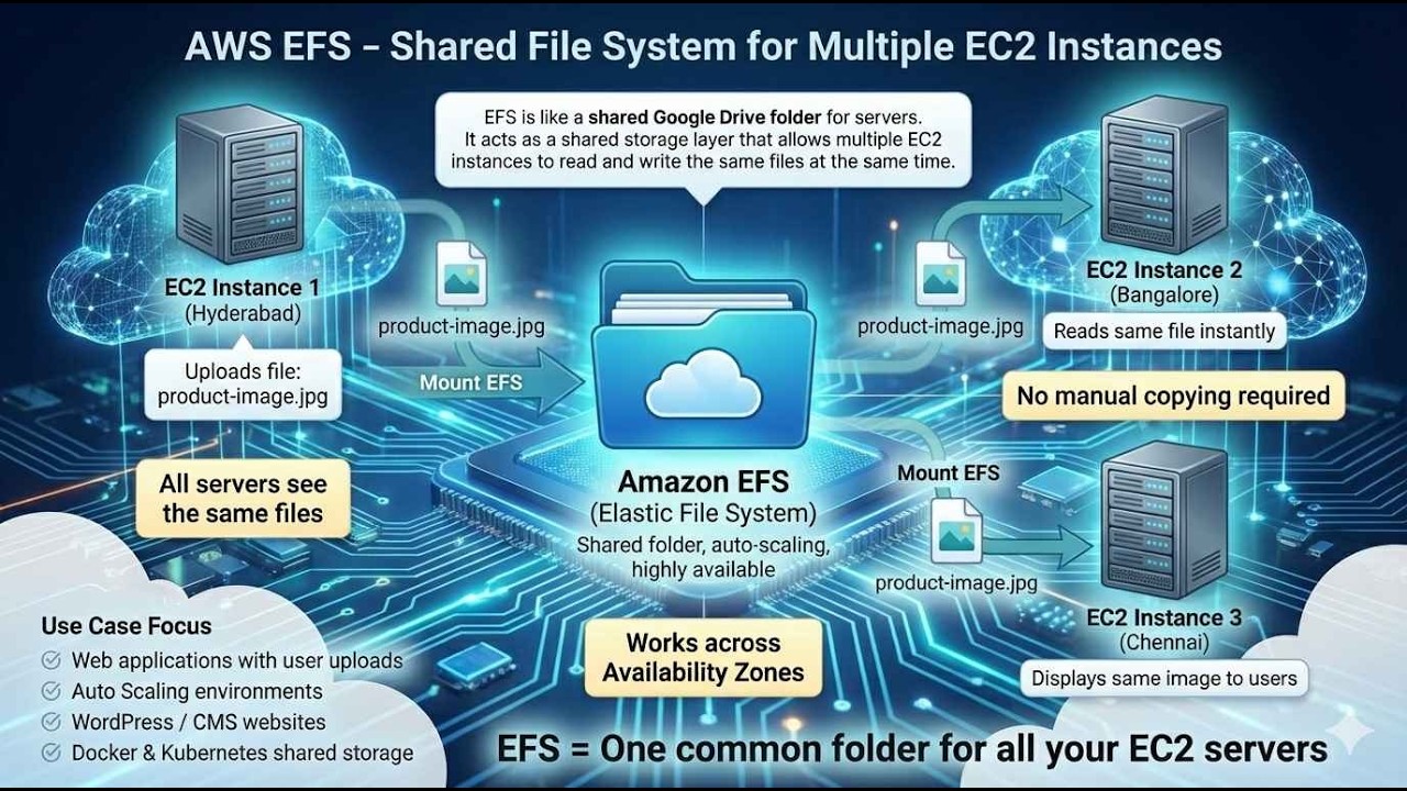 AWS EFS Explained with Real Project Example | Share Files Between Multiple EC2 Instances