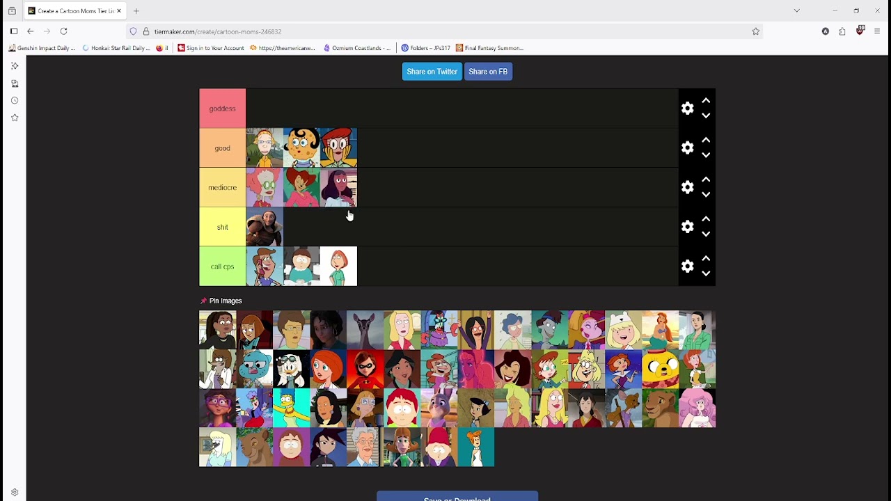Factutainment tier list: animated moms.