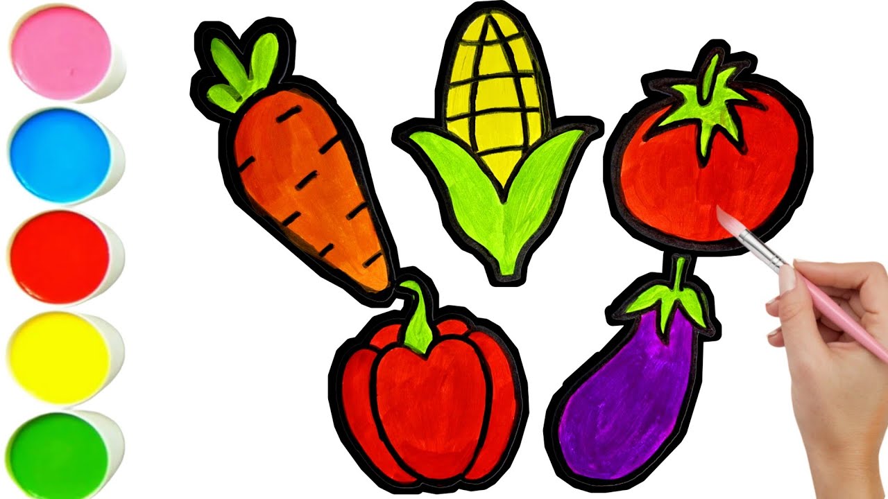 Learn,  Vegetables Drawing, Coloring & Painting For Kids | Easy Vegetables Drawing Tutorial 