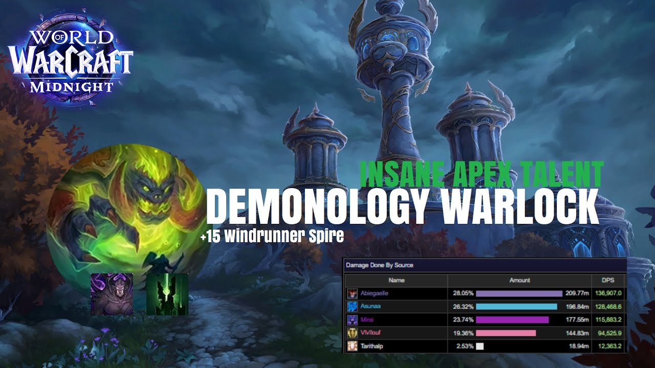+15 Windrunner Spire | Midnight Beta Demonology Warlock M+