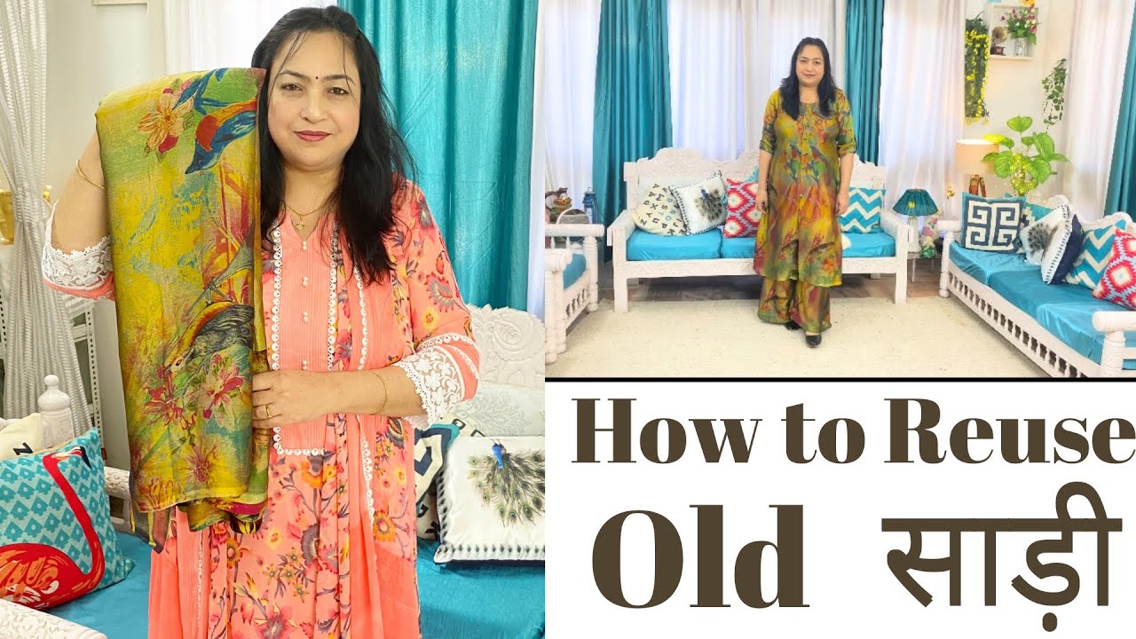 How to Reuse old saree|Old Saree reuse idea|A line kurti cutting|Palazzo cutting| #ashigautam #diys