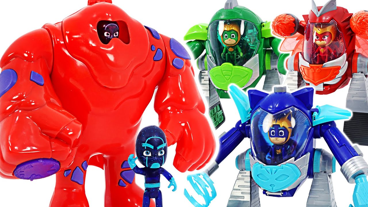 파자마 삼총사 나이트 닌자 스플랫 몬스터 VS 터보 무버 로봇 슈트!! | 두두팝토이