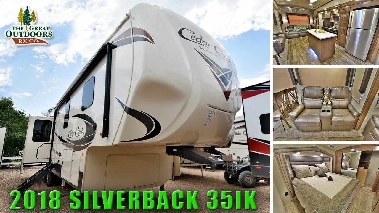 New 2018 Island Kitchen CEDAR CREEK SILVERBACK 35IK Large Bathroom Fifth Wheels Colorado RV