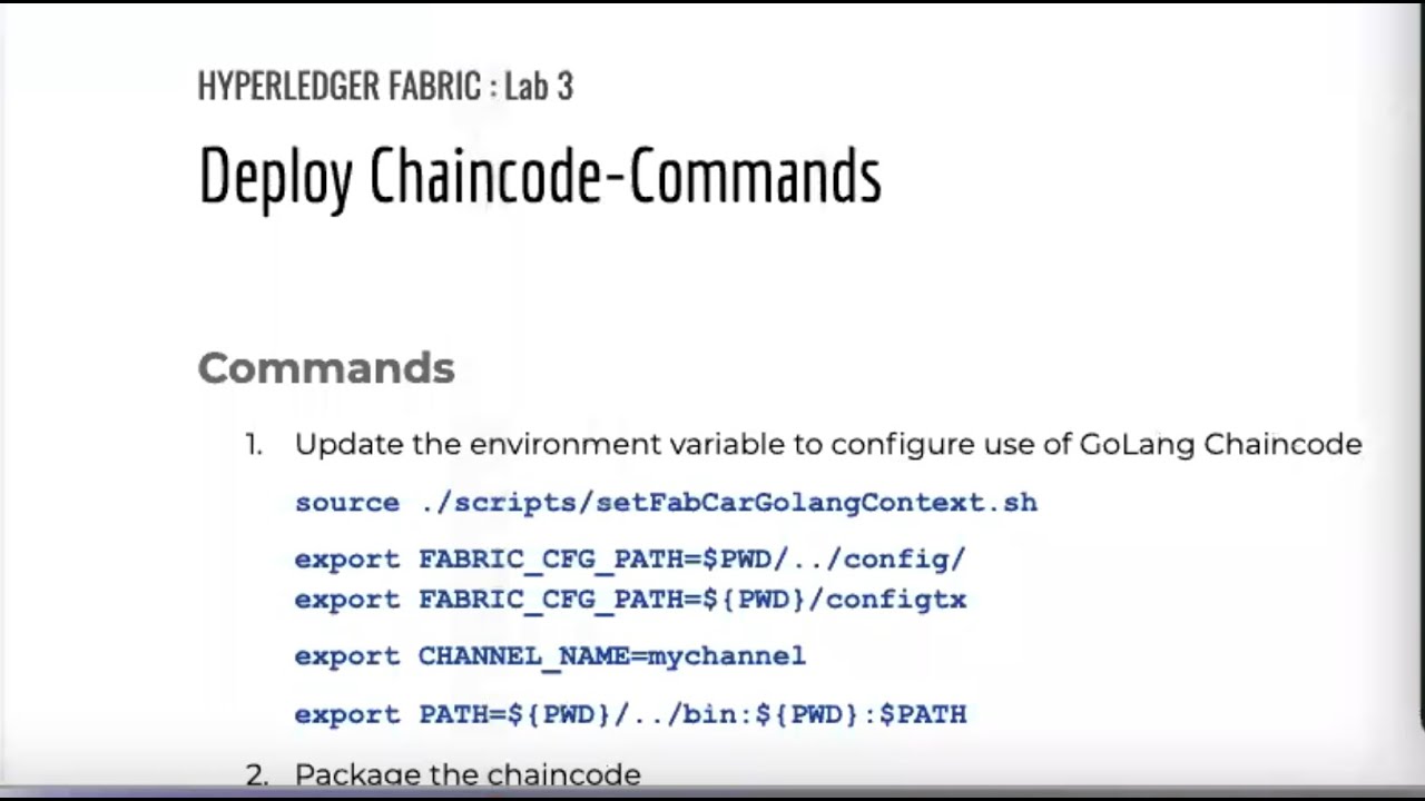 Hyperledger Fabric :  Session 11 | Chaincode Deployment &ndash; Commands