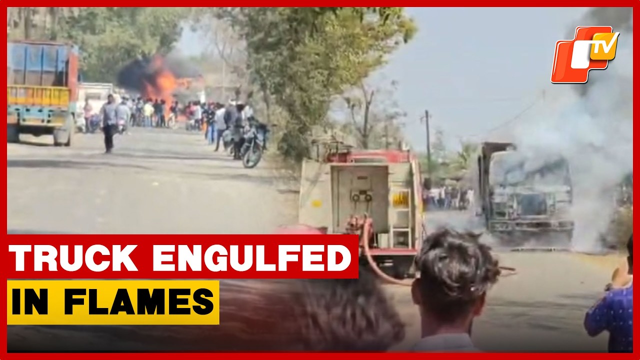 Asphalt-Laden Truck Gutted By Fire In Odisha