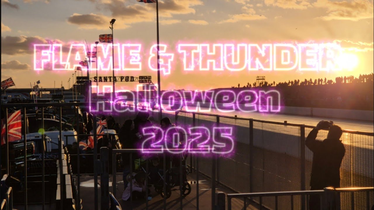 Flame & THUNDER 2025 at Santa Pod Raceway. Drag racing & Fireworks 