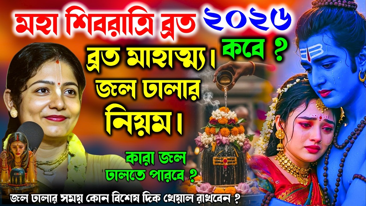 মহা শিবরাত্রি ব্রত ২০২৬ | ব্রত মাহাত্ম্য কবে ? জল ঢালার নিয়ম। কারা কারা জল ঢালতে পারবে ?পদ্মাবতী
