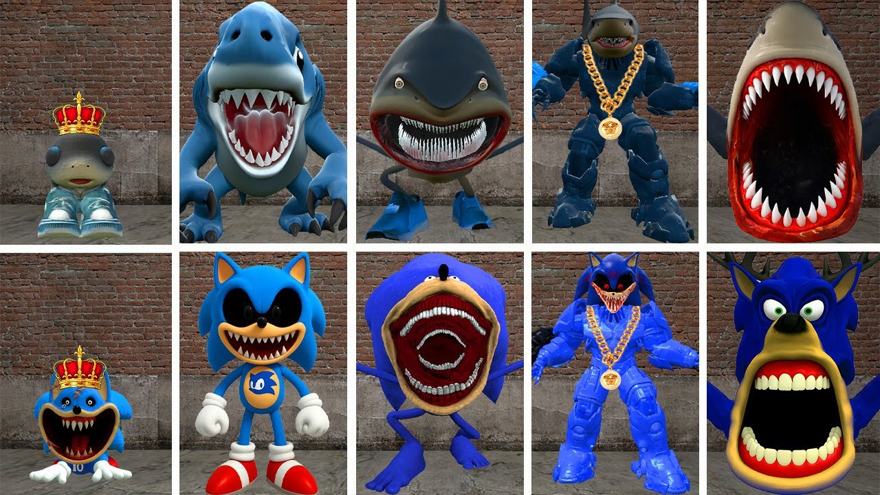 ALL NEW EVOLUTIONARY FORMS OF KING TRALALERO TRALALA VS KING SONIC EXE IN GARRY'S MOD !