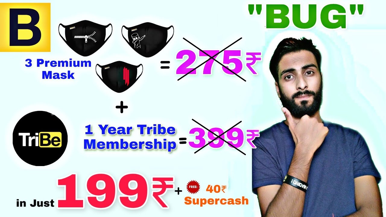 Get 3 Face Mask With 1 Year Bewakoof Tribe Membership In Just 199rs  Extra Free 40rs Supercash