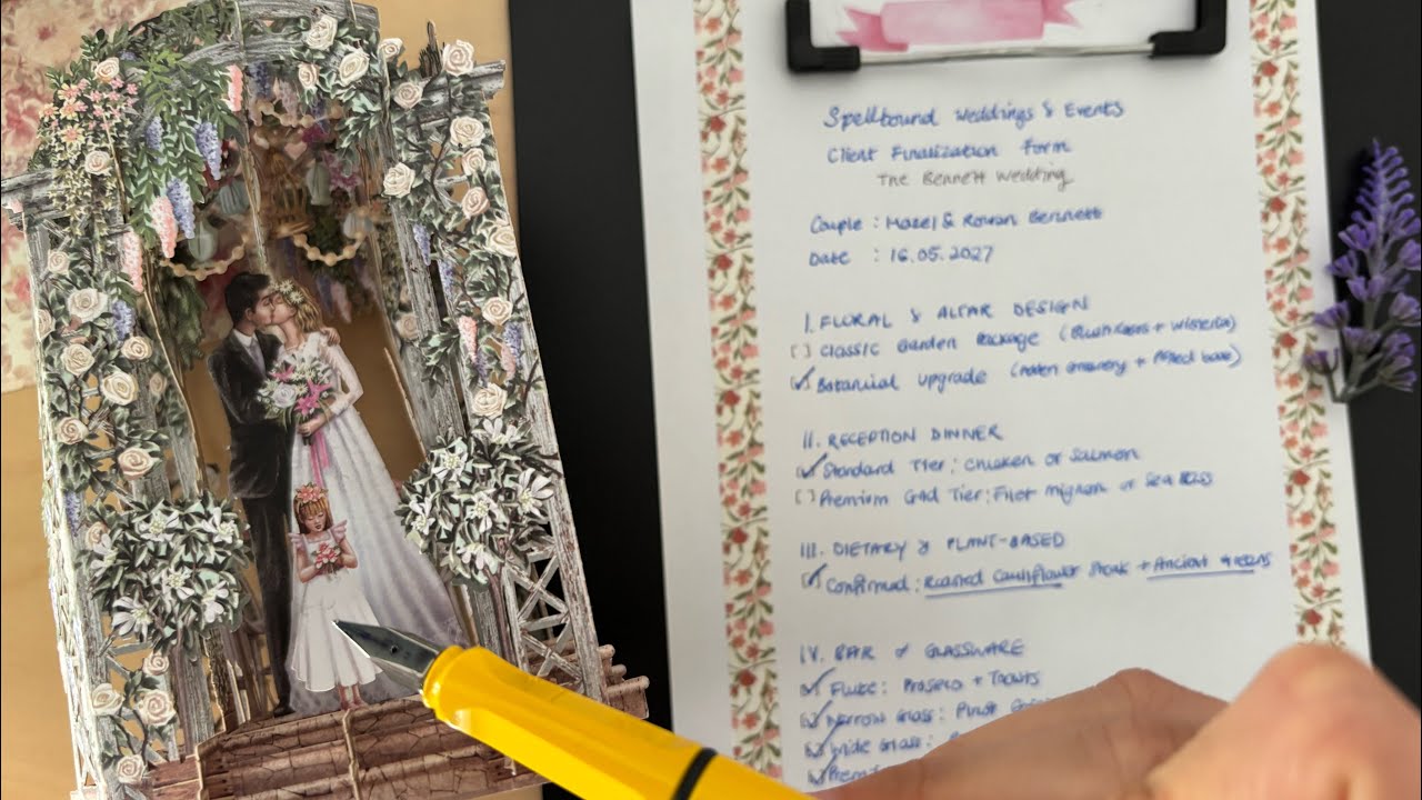 ASMR | Wedding Planner Finalizes Your Details 📋 (Writing Sounds, 3D Card, Glass Tapping)