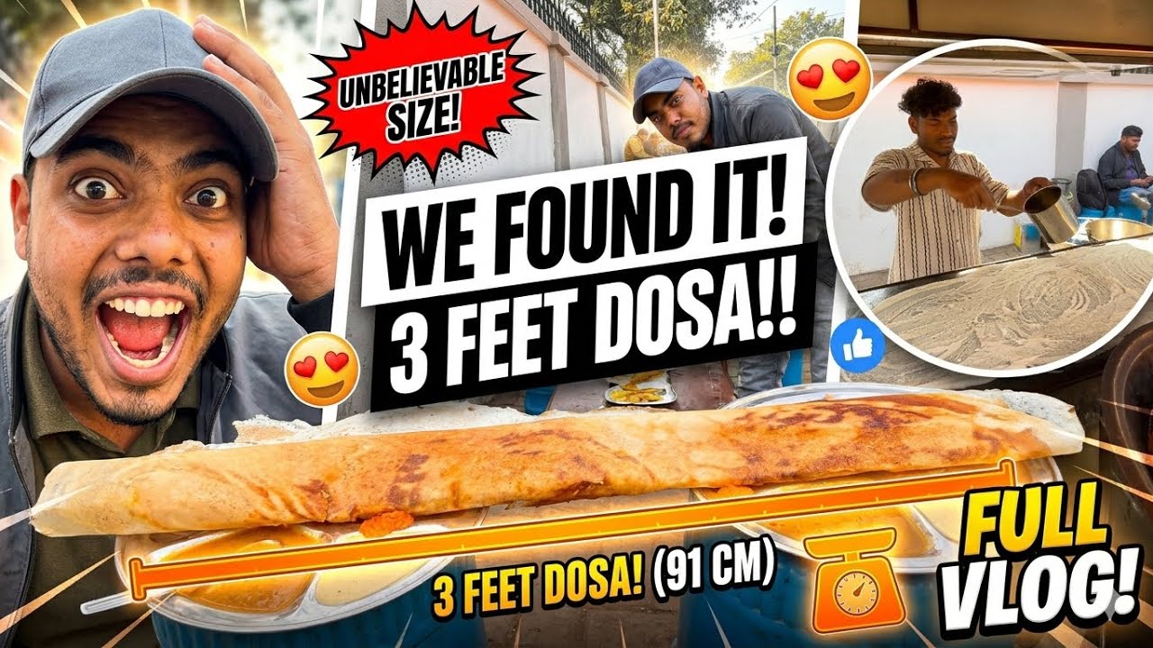 3FT Giant Crispy Dosa 😋 | Amazing Indian Street Food | #indianstreetfood 