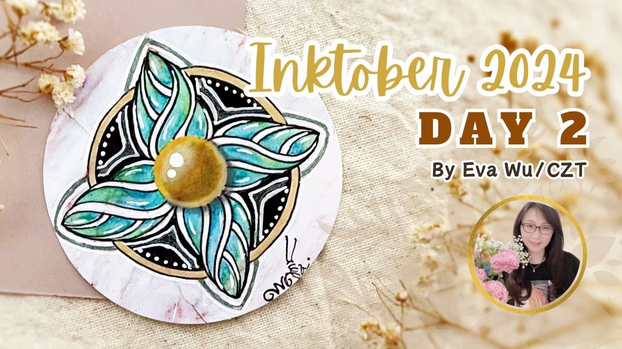 Day 2 Inktober 2024 Zentangle Tangle #Maryshell 禪繞畫 #2997 by Eva Wu ゼンタングル Zendala pearl