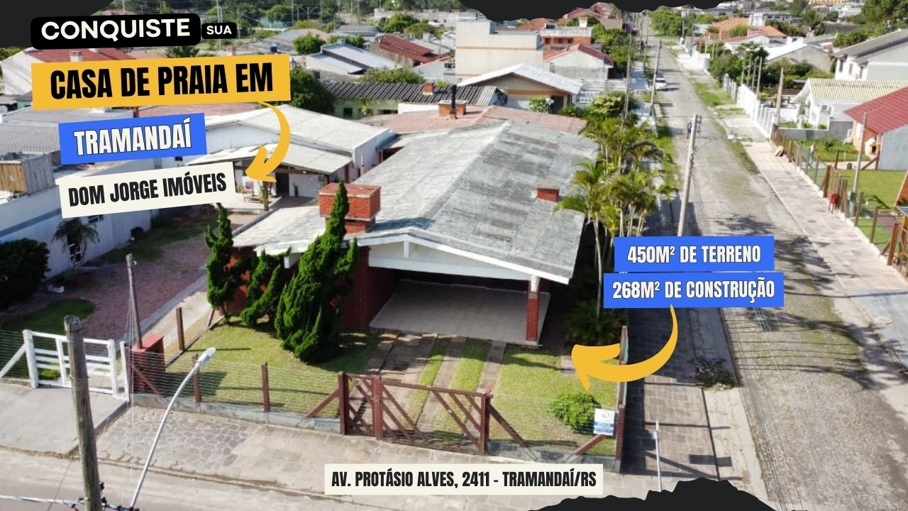 Casa na praia de Tramandaí, Av. Protásio Alves, 2411, com 268m² de construção e 450m² de terreno.