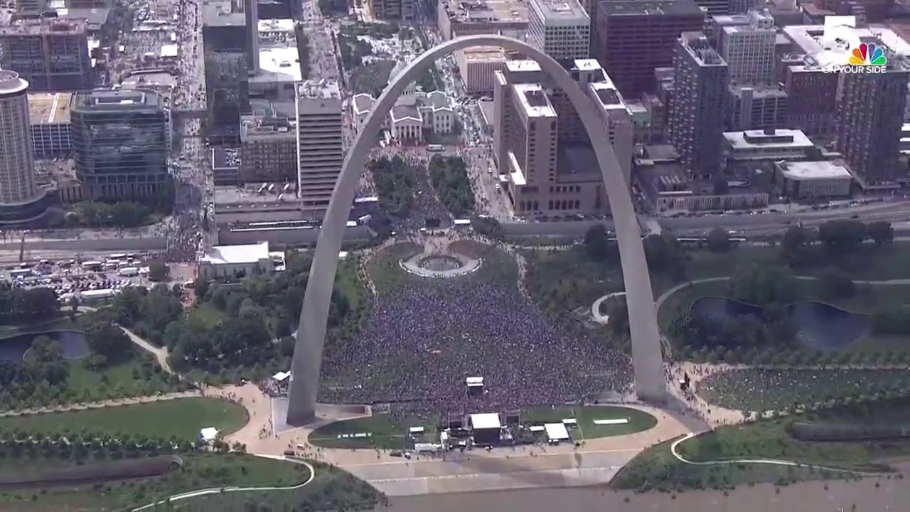 A view from the air over the Blues' championship rally