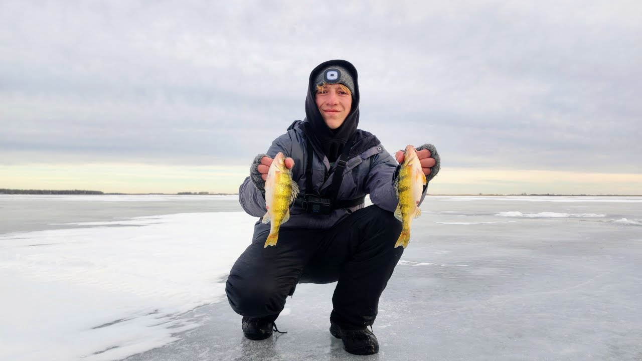 Solo Tip Up Fishing is a BLAST! (Finicky Fooler Walleye and Perch Action)