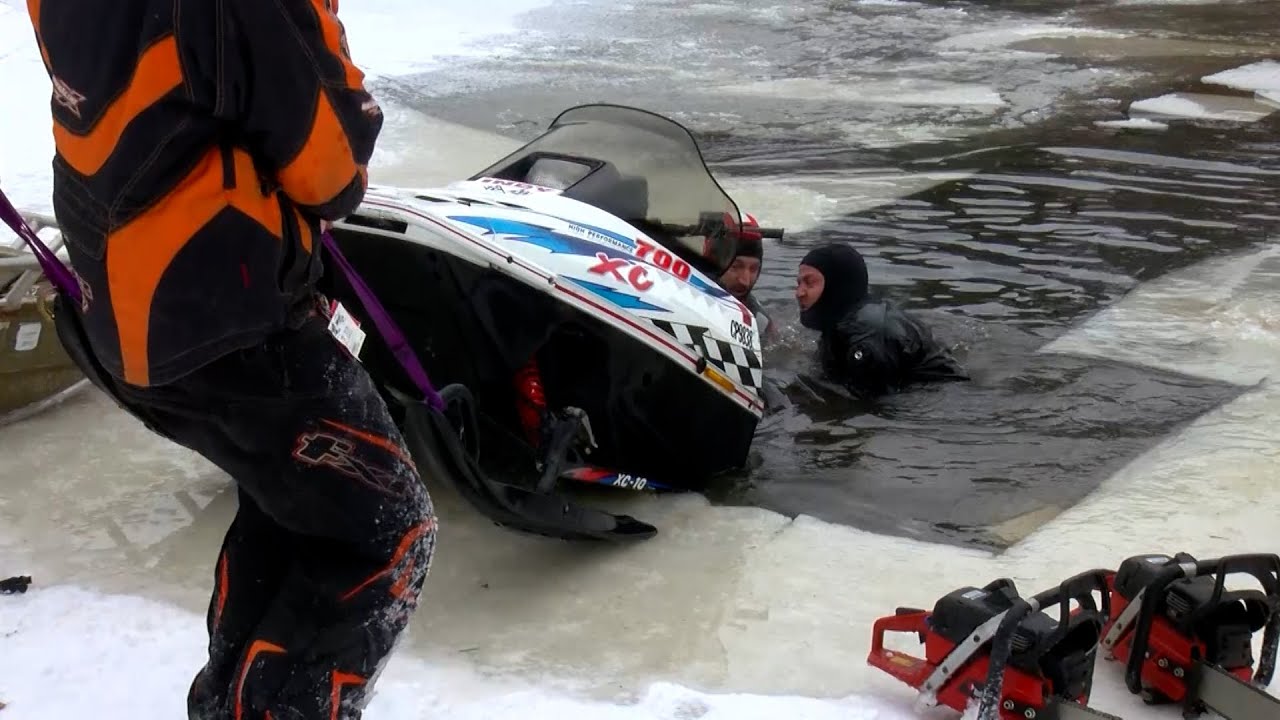 Danger Thin Ice -  Chetek WI Snowmobile Recovery - 1/3/2022