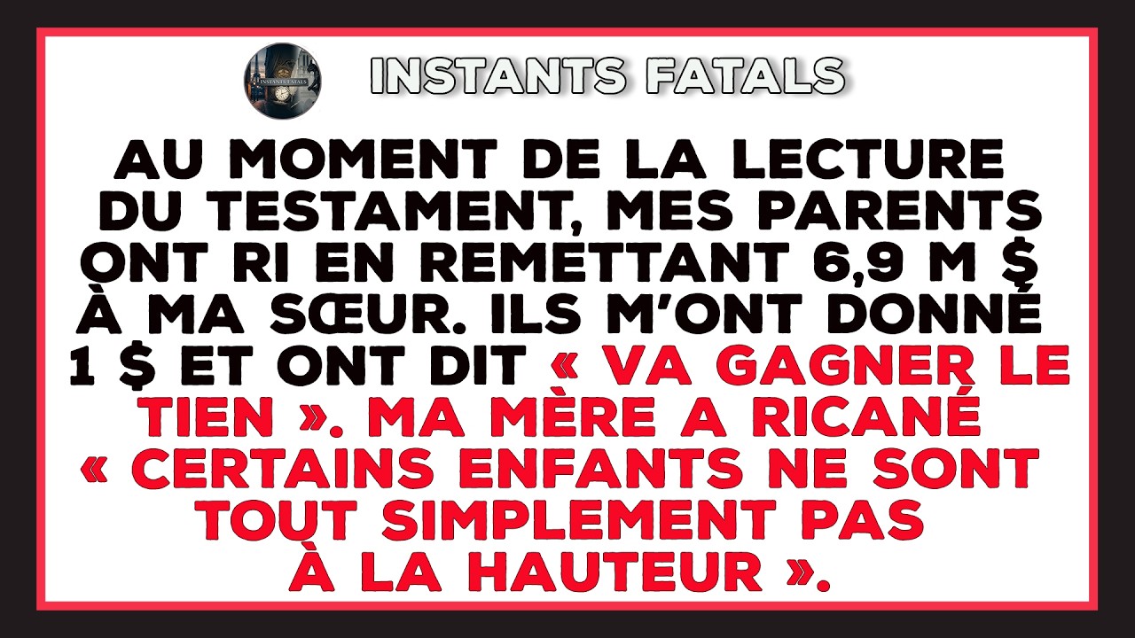 Je Regarde Mes Parents Rire En Donnant 6,9 M $ À Ma Sœur Puis Seulement 1 $ Pour Moi…
