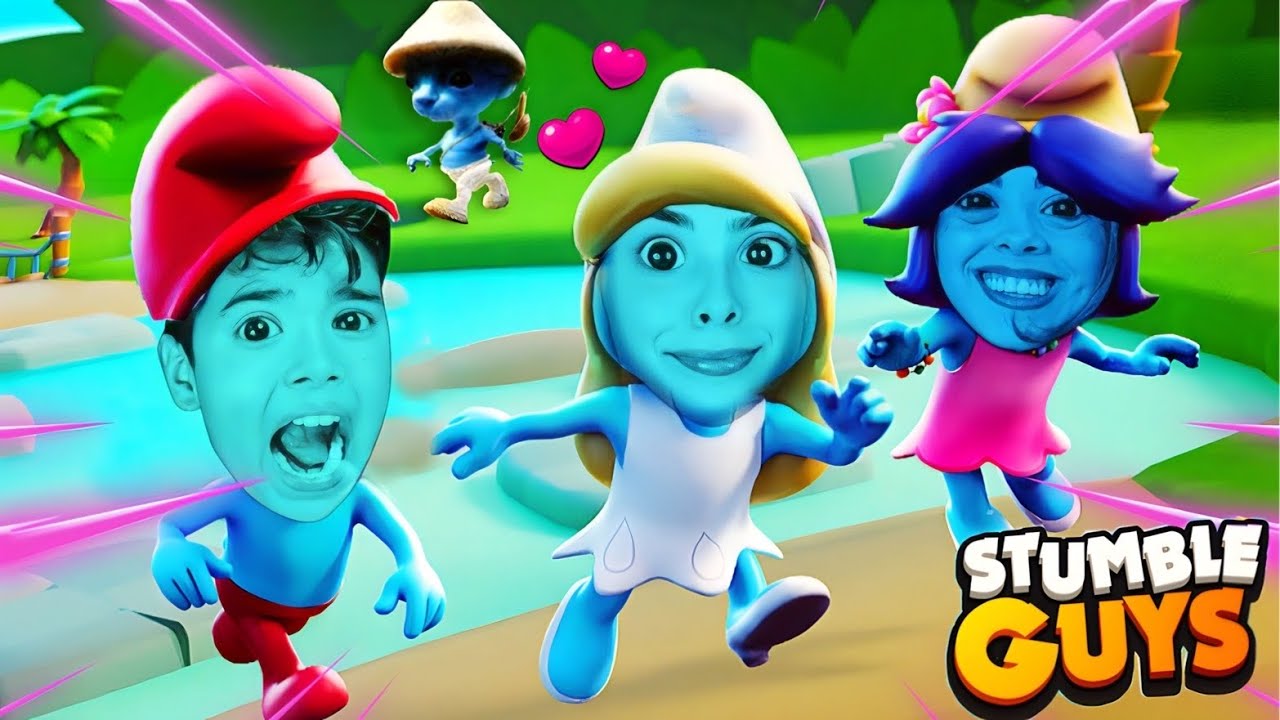 VIRAMOS os SMURFS na NOVA ATUALIZAÇÃO do Stumble Guys!! Estevão, Milla e Milly #soporcausa