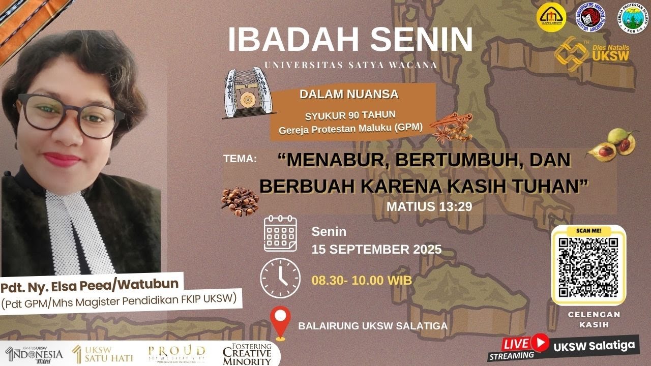 Ibadah Senin Uksw dalam nuansa syukur ulang tahun Ke-90 Tahun Gereja Protestan Maluku (GPM)