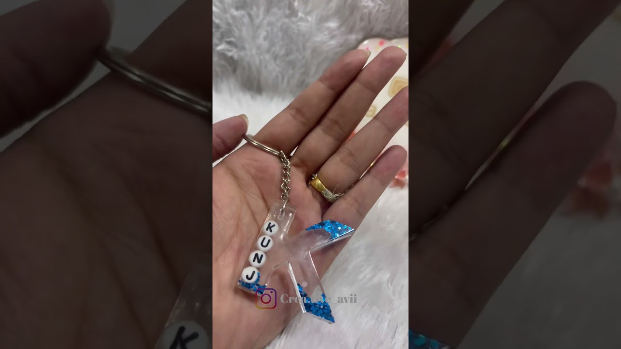 Resin Alphabet Beads Keychain💖