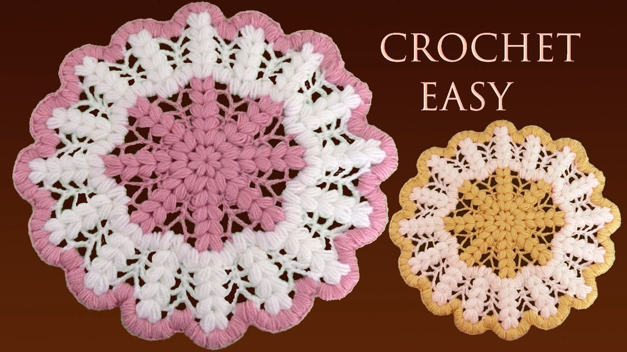 Flor gigante Tapete Tejido en Puntos Puff a Crochet Paso a Paso con ganchillo