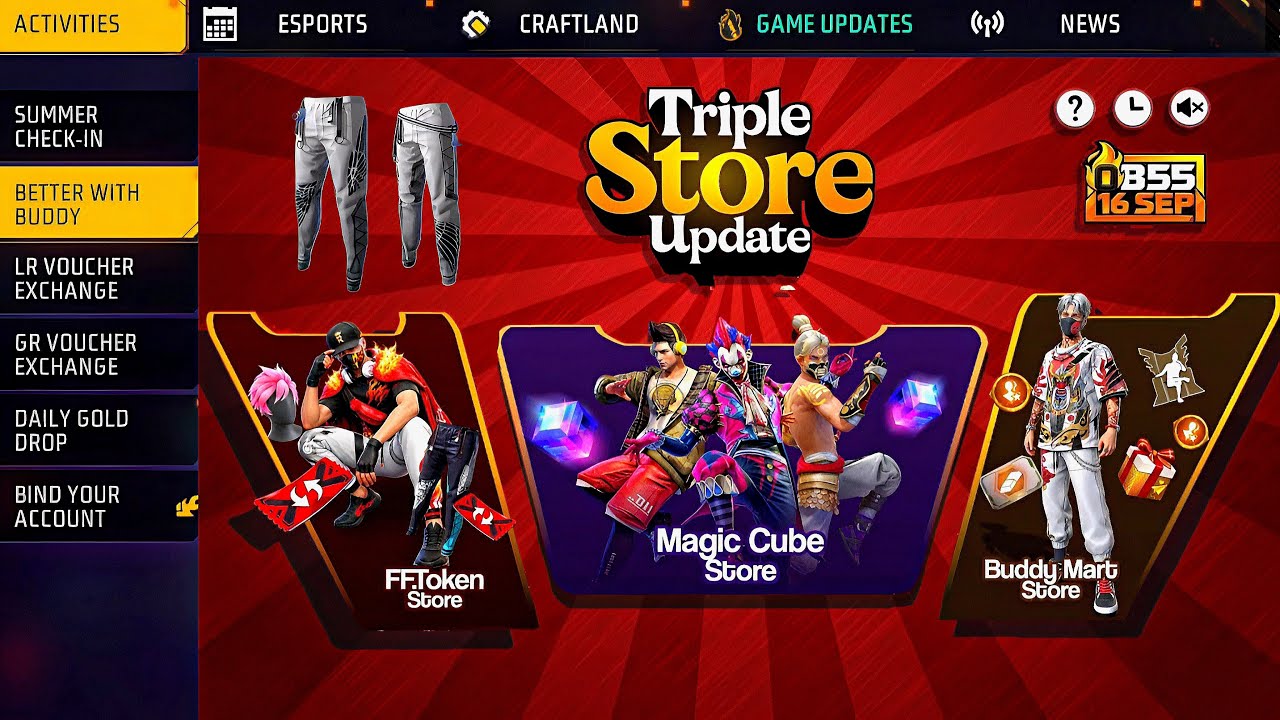 OB55 Triple Store Update New Items🥳🔥| Magic Cube Store Update | Free Fire New Event | ff new event