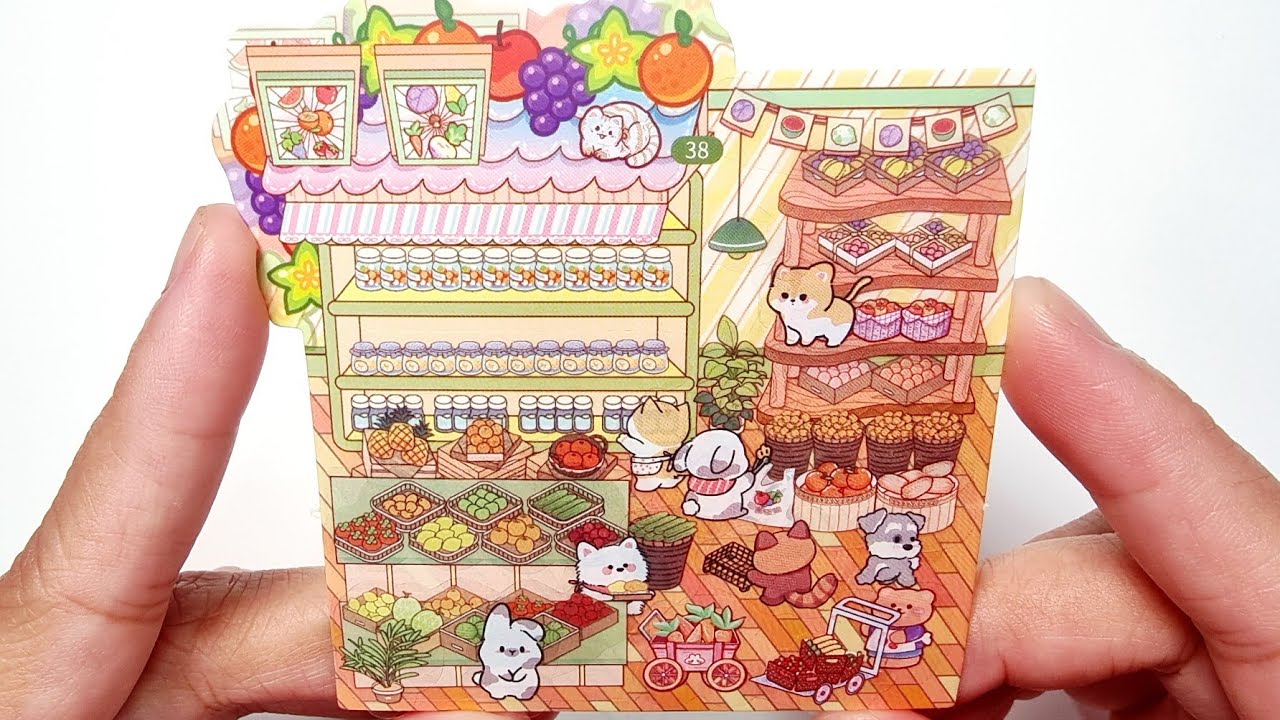 Stickers DIY Scene of a Fruit & vegetable Stand / Market Place DIY ASMR | 3D Scene Sticker