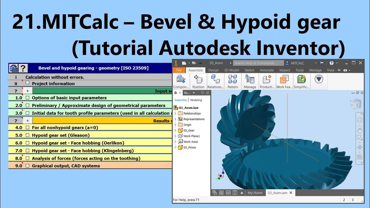 Bevel and Hypoid Gear - Inventor Tutorial (MITCalc-21)