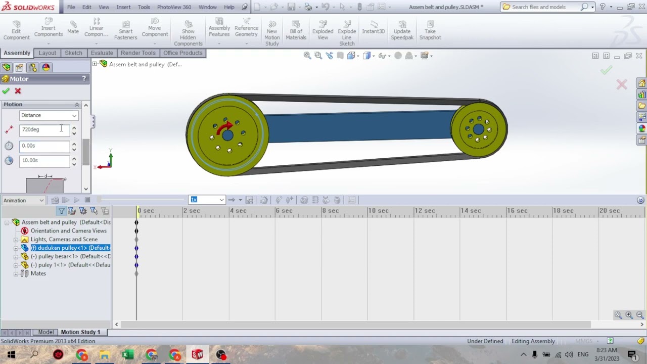 Mmembuat animasi gerakan berputar / motor di Solidworks