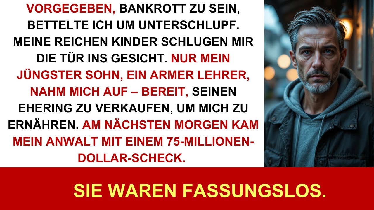 Ich tat so, als wäre ich obdachlos und pleite – nur mein jüngster Sohn, armer Lehrer, nahm mich auf.