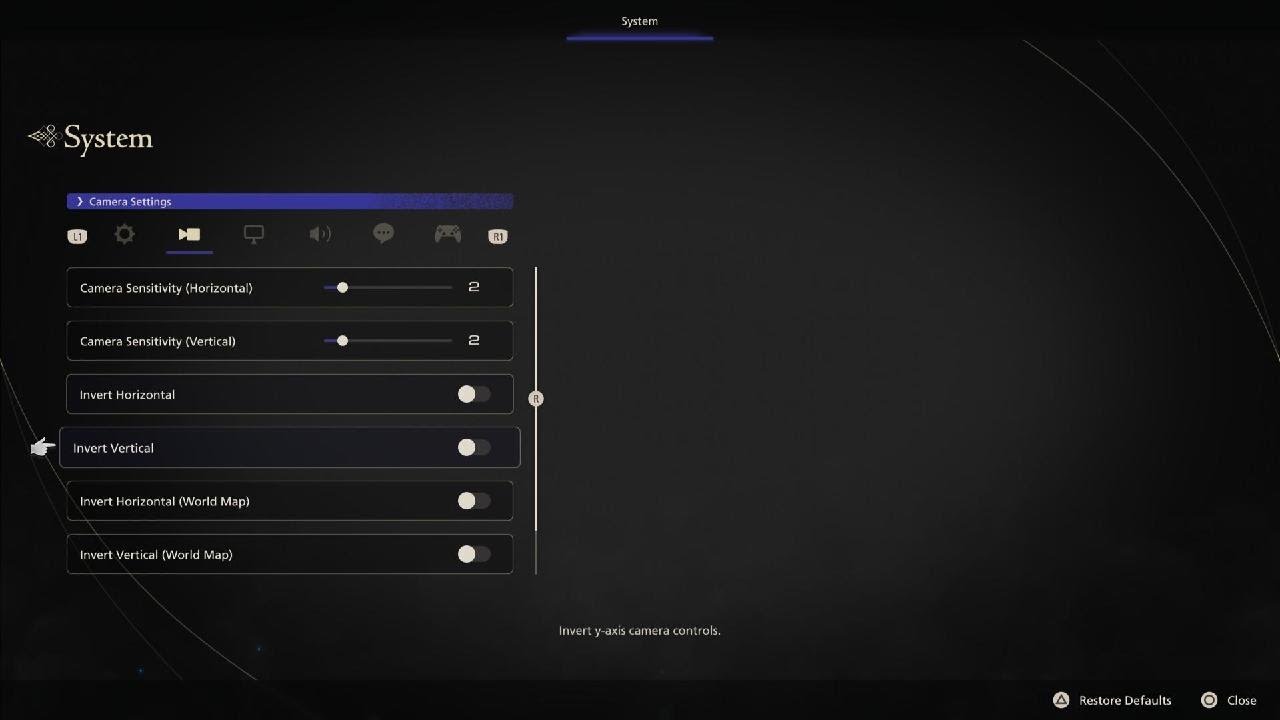 FINAL FANTASY XVI Config Menu Settings