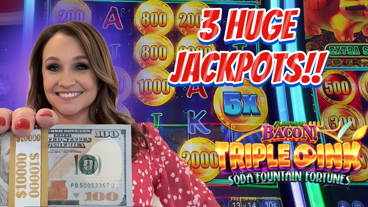 Our BIGGEST Jackpots EVER on a Rakin' Bacon Slot Machine! Side by Side Action!