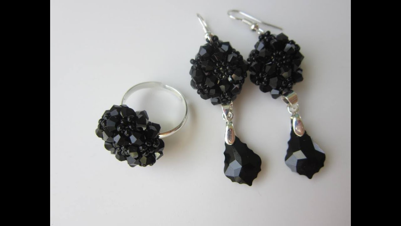 DIY Ring and Earrings with 4mm SW bicones. Кольцо и серьги своими руками .
